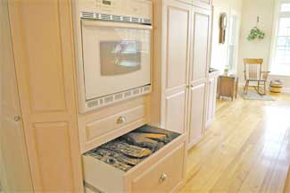 lined firewood drawer