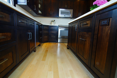 rich hardwood cabinets